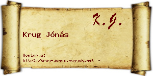 Krug Jónás névjegykártya